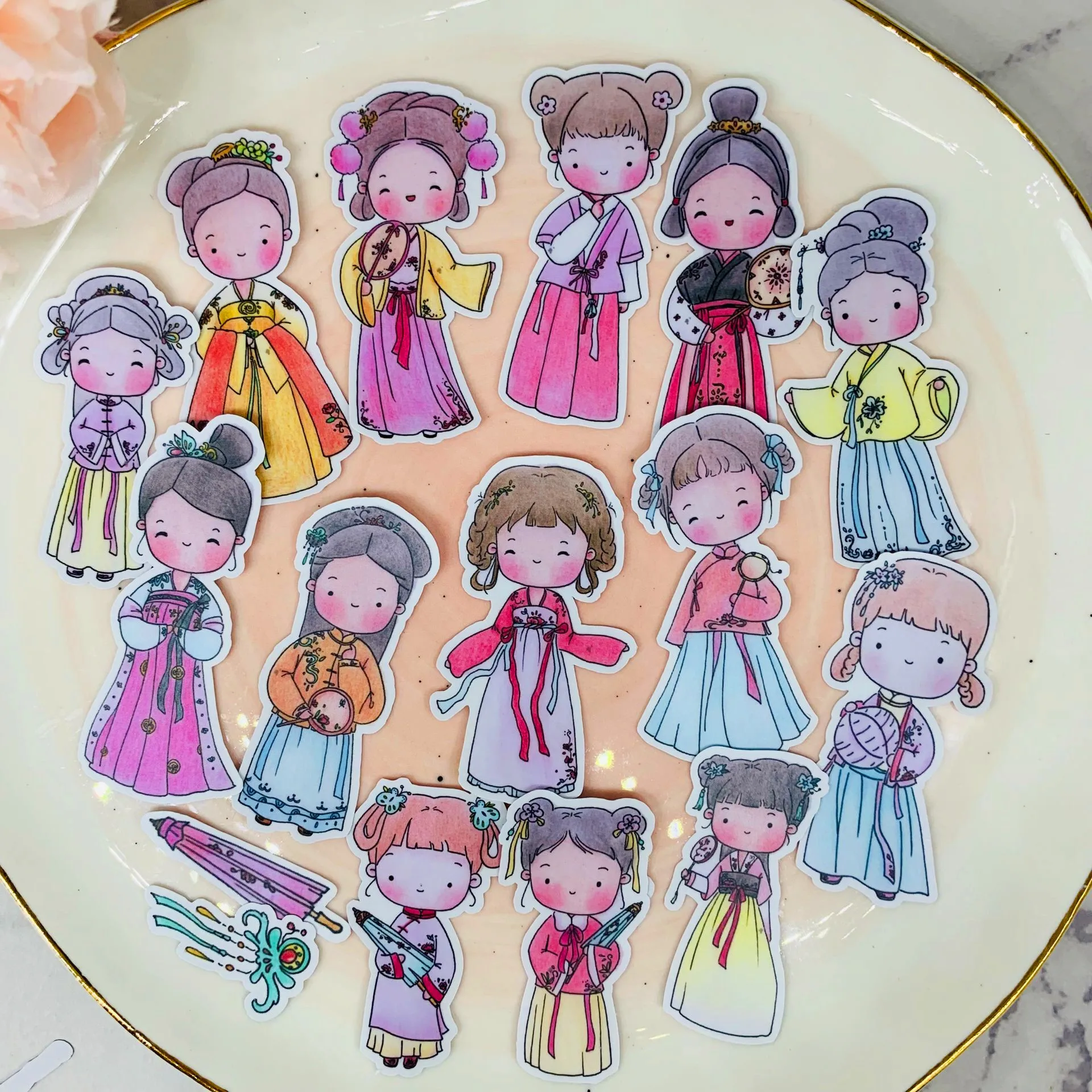 38 шт Hanfu girlScrapbooking наклейки для книг, студенческие Детские игрушки, блокнот, этикетка, декоративные наклейки, бумажные канцелярские товары