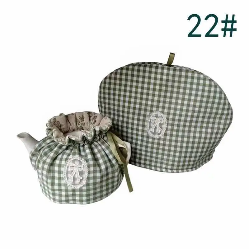 Fresh Green Grid Simple Cotton Home Teapot Keep Warm / Anti-Scald Insulation/ Dust-Proof Cover