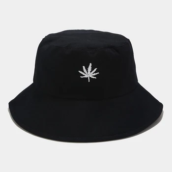 

Hat female maple leaf embroidery fisherman hat Japanese simple casual basin hat summer wild sun hat