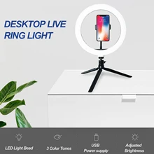 Gosear 10 אינץ Dimmable Selfie טבעת אור עם חצובה טלפון קליפ Bluetooth שלט רחוק עבור לחיות זרם איפור צילום