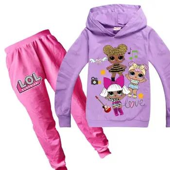 

Girls Clothes Lol Doll Baby Long Sleeve Hoodies T Shirt +Pants for Girls Winter Set Outfits 2Pcs Girls Christmas Clothes Set