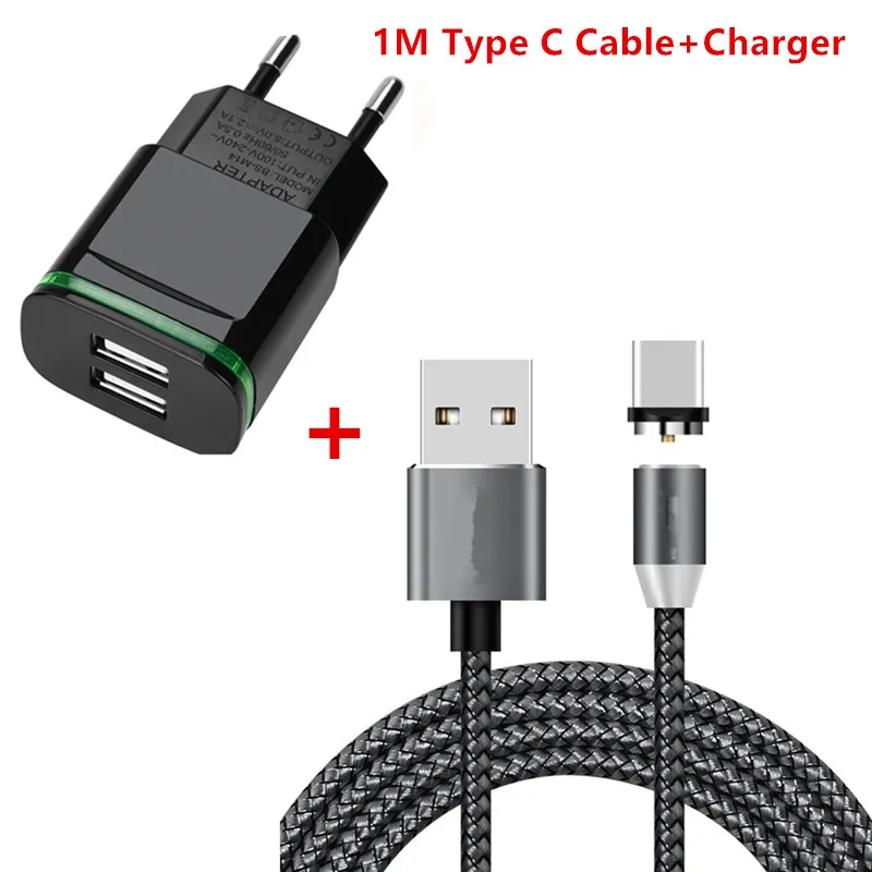 Магнитный кабель светодиодный usb-кабель type C Магнитный зарядный кабель для huawei mate 20 20X P10 Plus P20 P30 Lite Nova 5i 4e Honor 20 V20 9X Pro - Цвет: black Cable Charger
