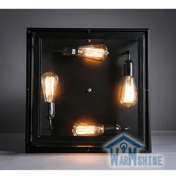 

Creative Personality Ceiling Lamp Living Room Lamp American Country Bedroom Lamp Glass Iron Square Dining Room Lamp