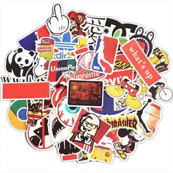 

100pcs Waterproof Logo Stickers Aesthetic Cool Popular Brand Logo Graffiti Bumper Stickers Skateboard Luggage Cute Stickers
