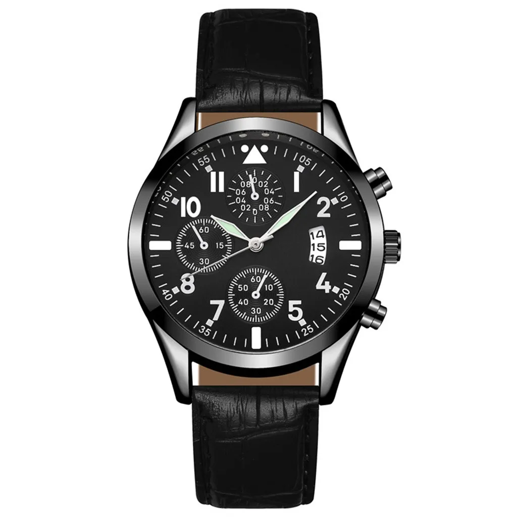 Популярные мужские кварцевые часы с календарем, светящиеся функциональные наручные часы с кожаным ремешком, часы, Топ бренд, мужские часы, relogio masculino