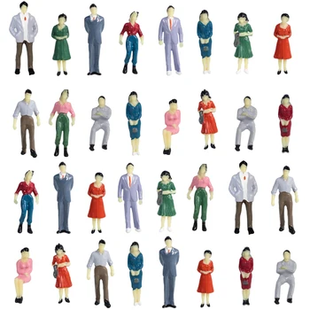 

Model Railway Train People Painted Figures 1:50 Sand Table Architecture Building Kits ABS Standing and Sitting Different Poses