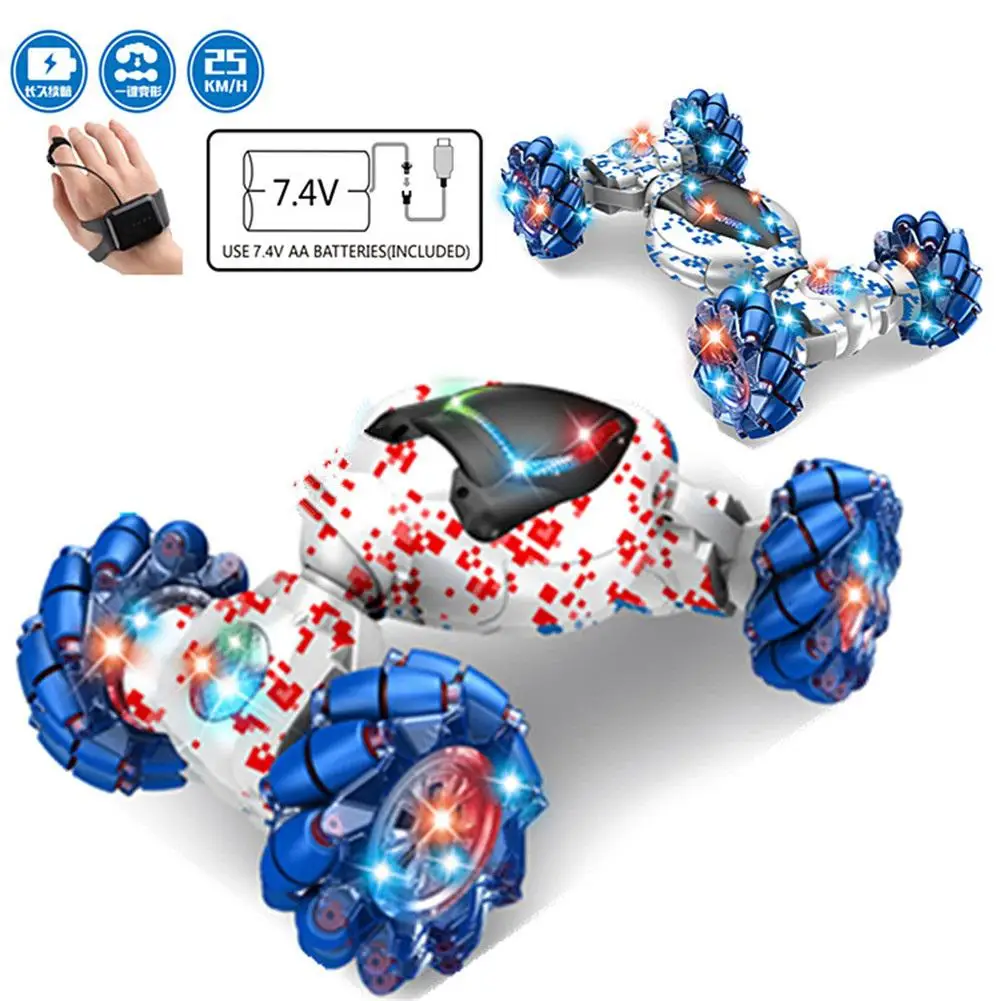 

1:12 2.4GHz 4WD Double Side RC Stunt Car Gesture Sensor Watch Control Deformable Electric Car All-Terrain RC Car with LED Light
