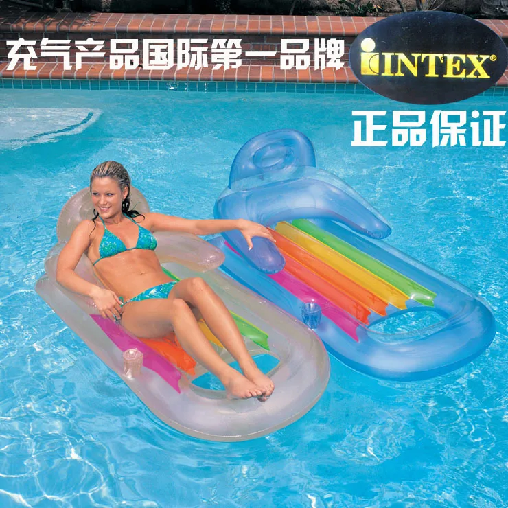 INTEX надувной плавающий шезлонг серфинг плавающая кровать пляжный коврик Дрифтинг надувной матрас толстый плавательный матрац 58802