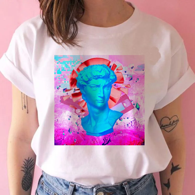 vaporwave aesthetic t shirt women korean grunge ulzzang tshirt kawaii 90s harajuku t-shirt female streetwear japanese top tee