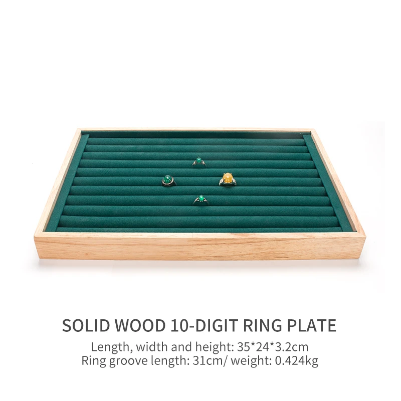 Wooden Ring Jewelry Display Trays Exquisite Multifunction Pendent Bracelet Long Chain Jewellery Organizers Showing Plate Removed 80 grids storage bag double sided jewelry ornaments organizers hanging sorting earrings ring necklace dustproof storage box