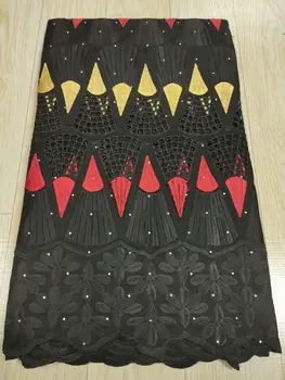 

New Design African Holes Cotton Lace Fabrics Swiss Voile Lace In Switzerland 2020 black Nigerian Lace Fabrics For Dress