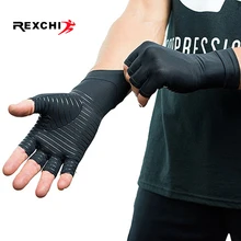 REXCHI 1 пара перчатки при артрите компрессия для женщин и мужчин для облегчения боли в суставах поддержка запястья противоскользящая половина Скоба для пальцев терапия