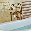 Antique Floor-Standing Bathtub Sink Faucet Bathroom Shower Set Standing Bathtub Faucet With Shower Telephone Style Hot  And Cold 5