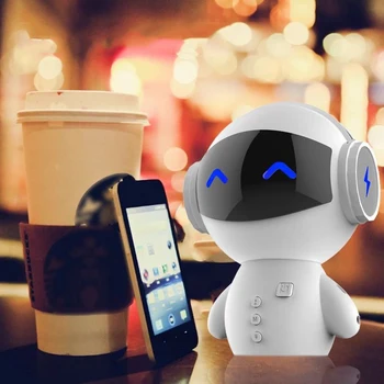 

HOT-Portable Cartoon Robot Mini Bluetooth Speakers Bluetooth Wireless Receiver Speaker Stereo Music Player