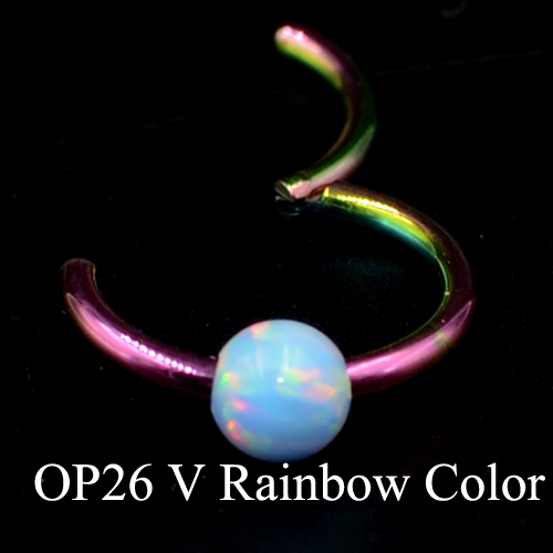 1Piece G23 18g&16gTitanium Opal Segment Hinged Ring Septum Nose Clicker Piercing Nose Lip Earrings Helix Nose Piercing