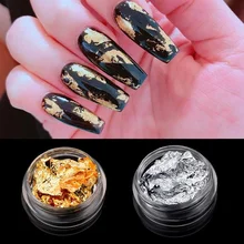 1 pudełko złoto srebro nieregularne folie aluminiowe papier złoty 3D kolorowe płatki DIY żel UV polski Nail Art naklejki dekoracje porady(China)