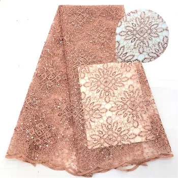 

African Lace Fabric High Quality French Net Lace Fabrics 2019 African Nigerian Lace Fabrics with sequins For Wedding