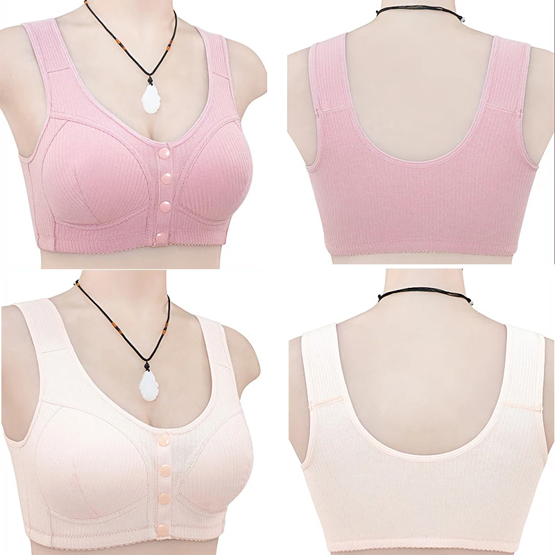 Hight Quality Cotton Bras Women Front Closure Soft Bra Camisole Middle Age  Women Everyday Underwear Large