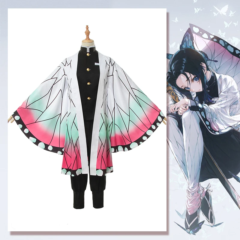 Аниме Демон убийца: Kimetsu без Yaiba кохау Shinobu Косплэй костюм Для женщин кимоно форма