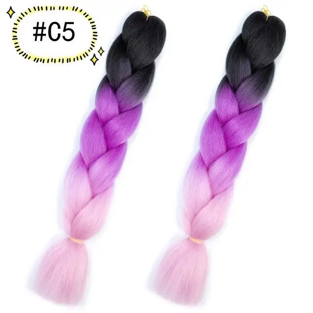 Jumbo Braiding Hair Extensions Kanekalon Braiding Hair 24 Inch Ombre Multiple Tone Colored Synthetic Hair for Women C5