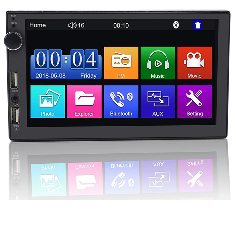 2 Din Автомобильный мультимедийный Радио Hd 7 дюймов пресс-экран стерео Bluetooth 12 В 2Din Fm Iso мощность Aux вход Авто Mp5 плеер Sd Usb, 7022
