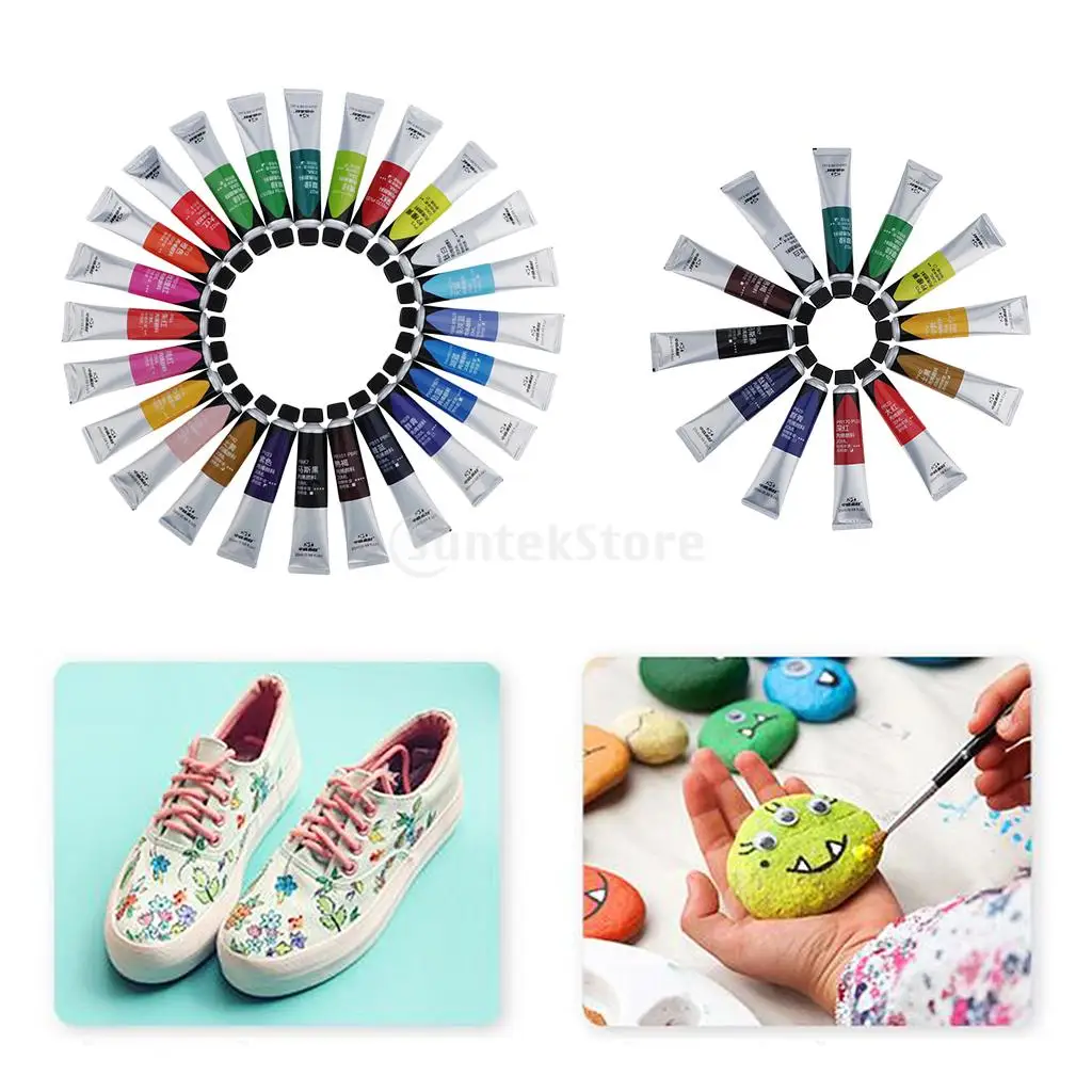 12/24Pcs ACRYLIC PAINTS ART WATERPROOF ARTIST PAINTING ACYLIC COLOR FOR CERAMIC