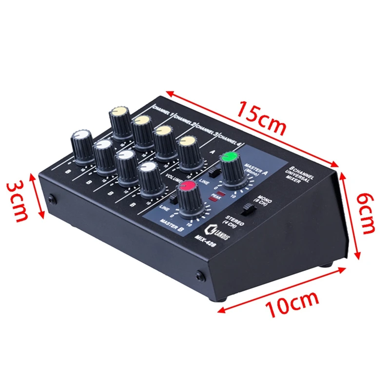 RISE-Mixing Console 8 Channel Panel Karaoke Microphone Sound Mixer Digital Adjusting Stereo Us Plug