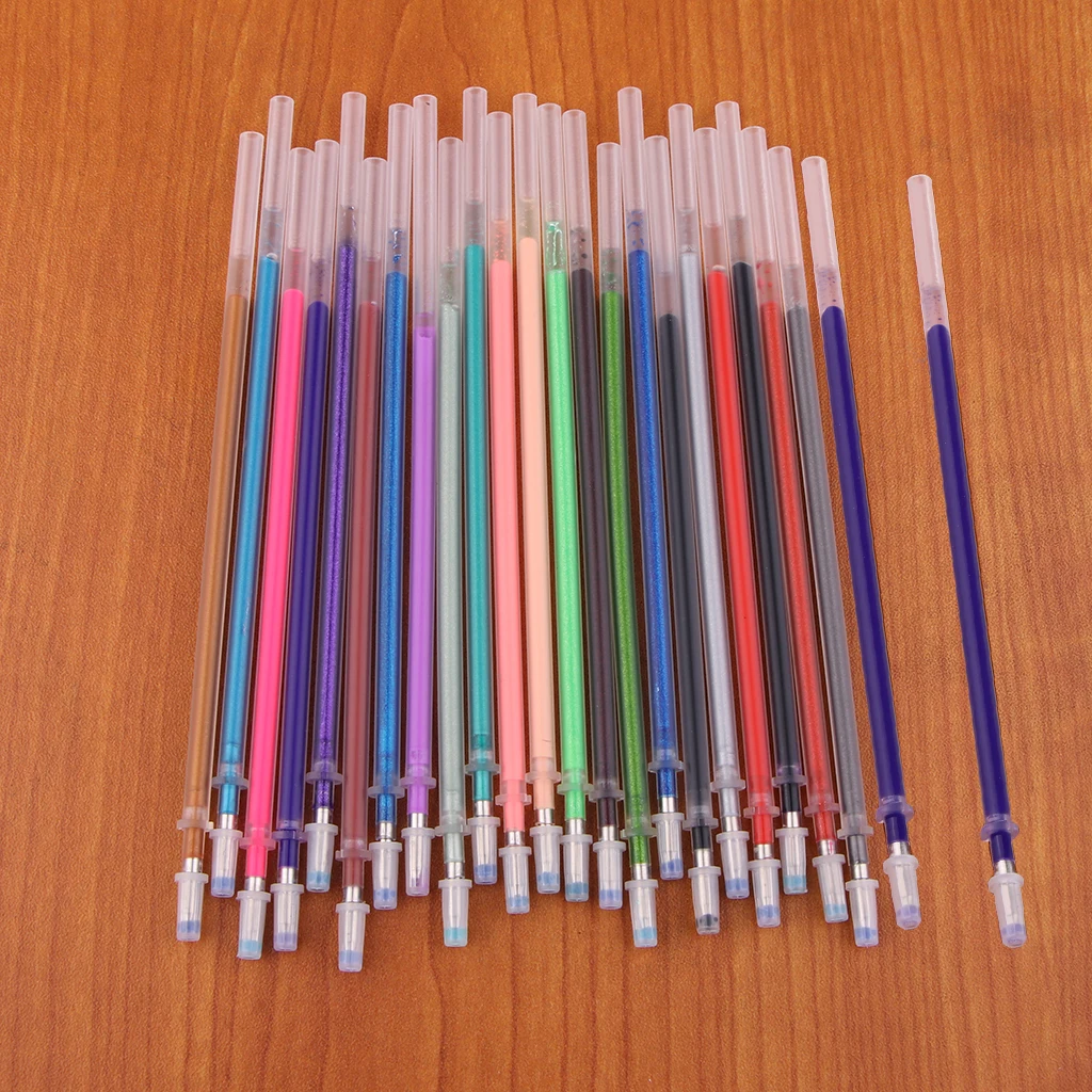 24pcs 0.5mm Colorful Gel Pen Fluorescent Refills Color Cartridge Flash Pen Smooth Ink Painting Graffiti Pens Student Stationery