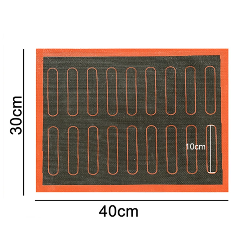 30x40 18 Eclairs Non Stick Baking Mat Oven Sheet Liner For Cookie/Bread/Biscuits/Puff/Eclair Perforated Silicone Pastry Tool