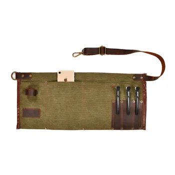 

Japanese Oil Wax Canvas Half-length Work Apron Catering Barista Bakery Painting Waist Man Apron with Adjustable Waist Belt