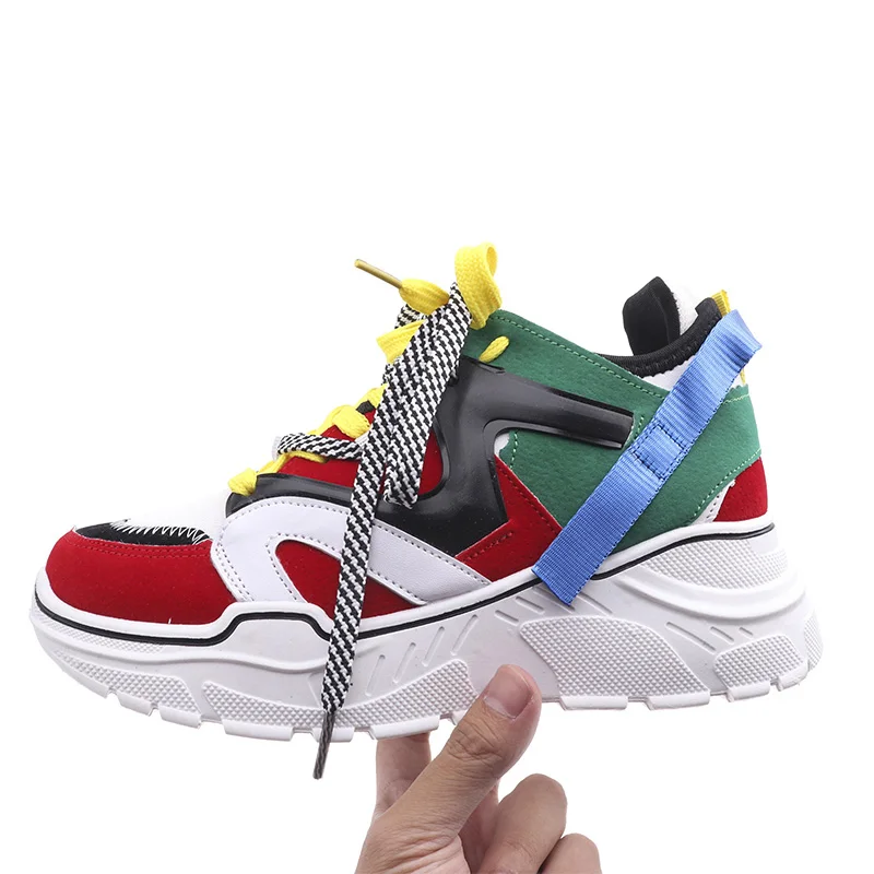 Кроссовки женские массивные на платформе Вулканизированная подошва прогулочная