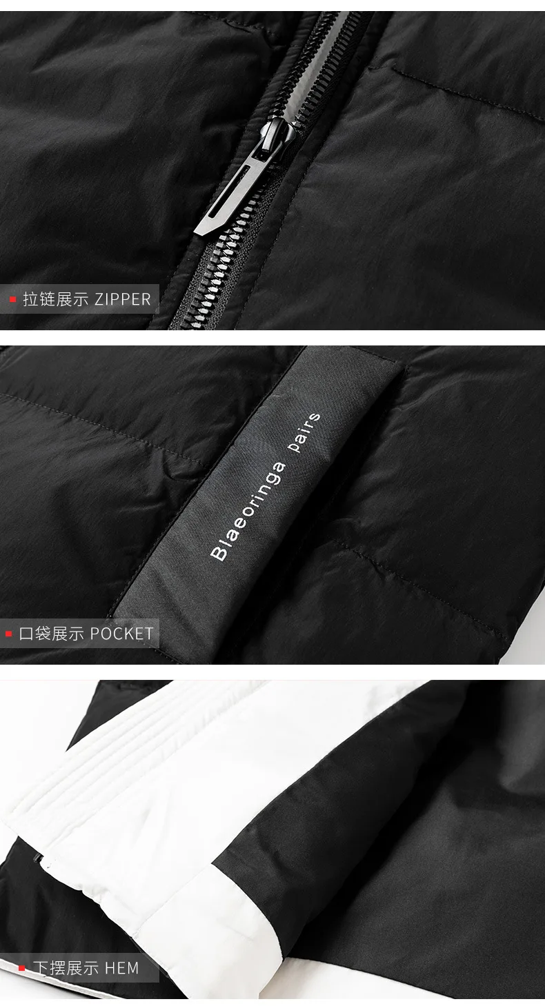 Мужская Легкая куртка средней длины на белом утином пуху 90, Xiecha, плотное пальто с карманами
