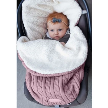 

Newborn Baby Winter Warm Sleeping Bags Infant Knitting Swaddle Wrap Swaddling Stroller Wrap Thicken Blanket Sleeping Bag