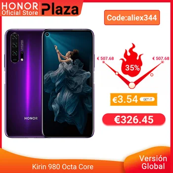 Перейти на Алиэкспресс и купить Глобальная версия HONOR 20 Pro смартфон 6,26 дюйм'8GB 256 ГБ Kirin 980 48MP камера мобильный телефон Android NFC