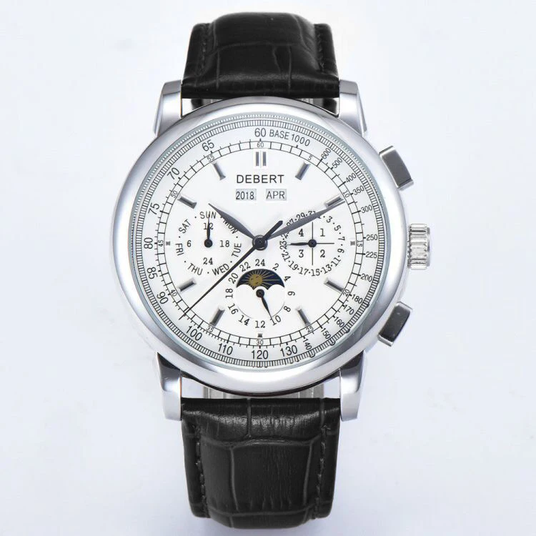 Moon Phase часы для мужчин relogio a prova de agua автоматические механические часы montre homme 316L нержавеющая сталь - Цвет: white1