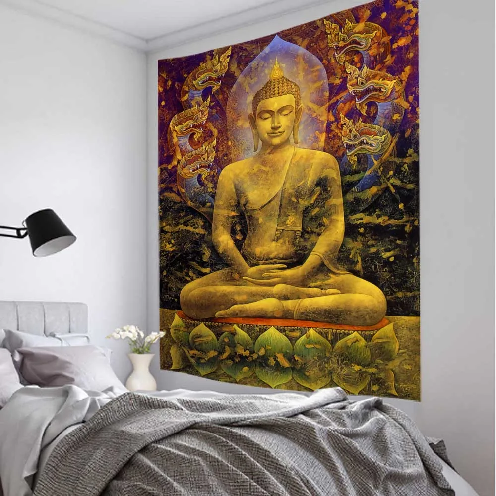 Arazzo indiano Buddha meditazione psichedelico decorazione della casa appeso a parete Hippie Bohemian Mandala estetica decorazione della stanza