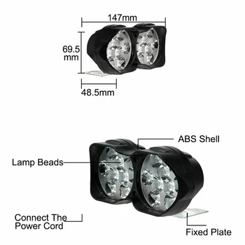 

1pc Universal Motorcycle White Headlight 18LED Fog Head Spot Light Bulb Waterproof ABS Plastic 9V-32V DC 6000-6500K 3000LM