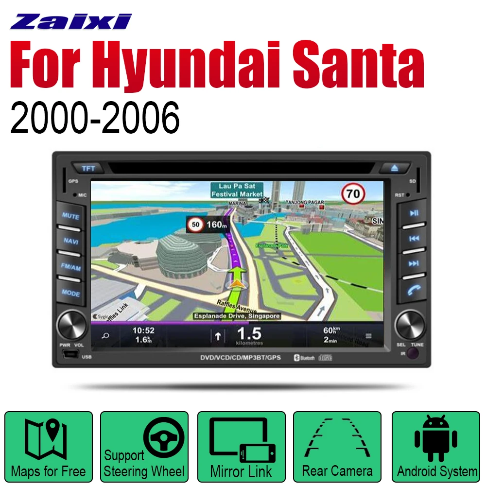 Автомобильный DVD плеер ZaiXi GPS навигация для Hyundai Santa Fe Classic 2000 ~ 2006 Автомобильная