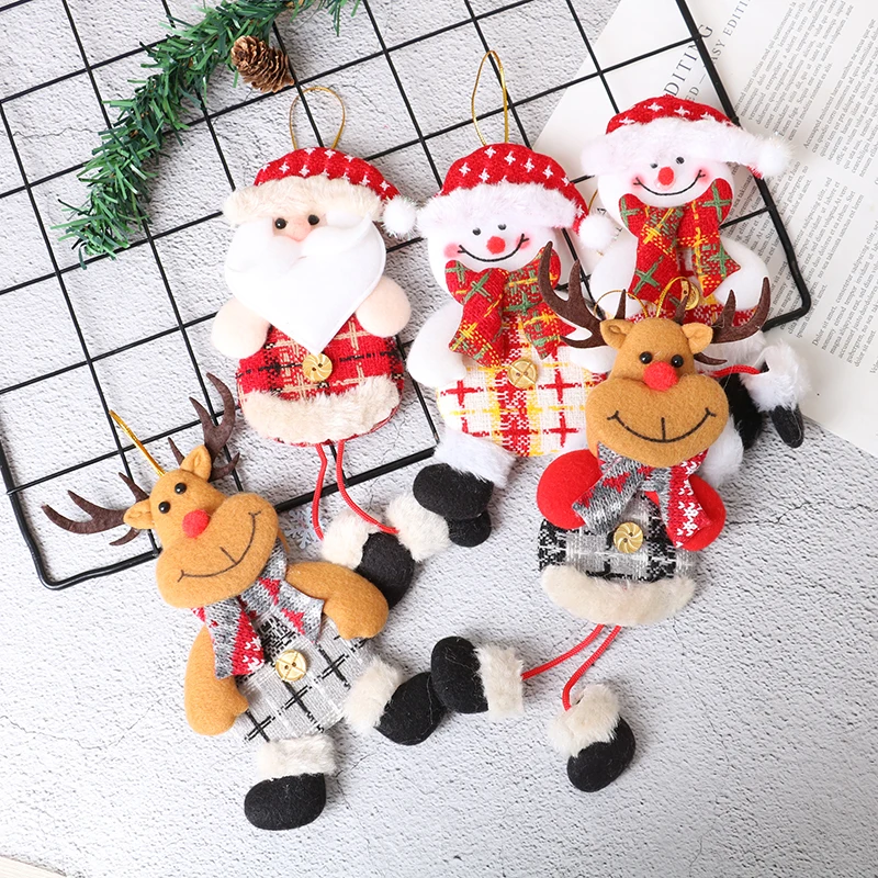Cute Christmas Doll Long Leg Santa Clause Snowman Elk Ornament Christmas Tree Hang Pendant Kids Toy Christmas Decor for Home
