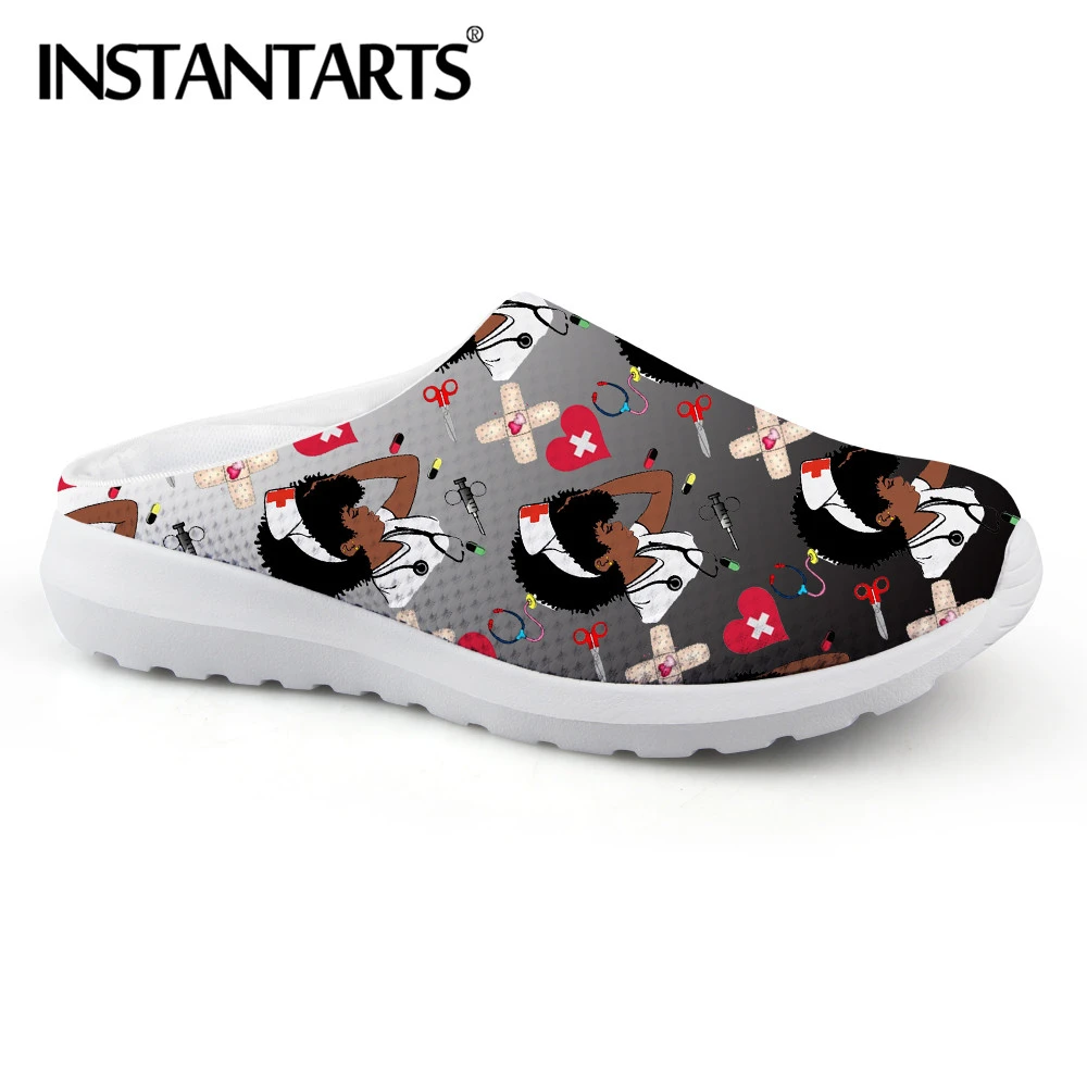 INSTANTARTS zapatos enfermera con dibujos animados para Mujer, médicas con latido corazón, Sandalias malla, antideslizantes| Zapatillas| - AliExpress