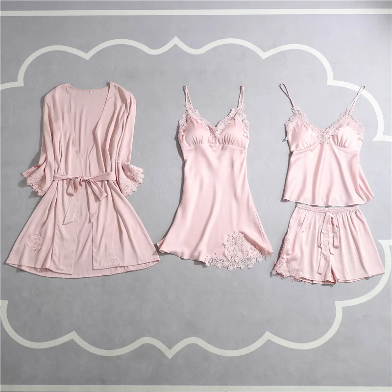 Для женщин Пижама; костюм для сна льда шелковая ночная рубашка для женские одеяния Для женщин Пижама 5 шт./компл. пижамы - Цвет: Style  10