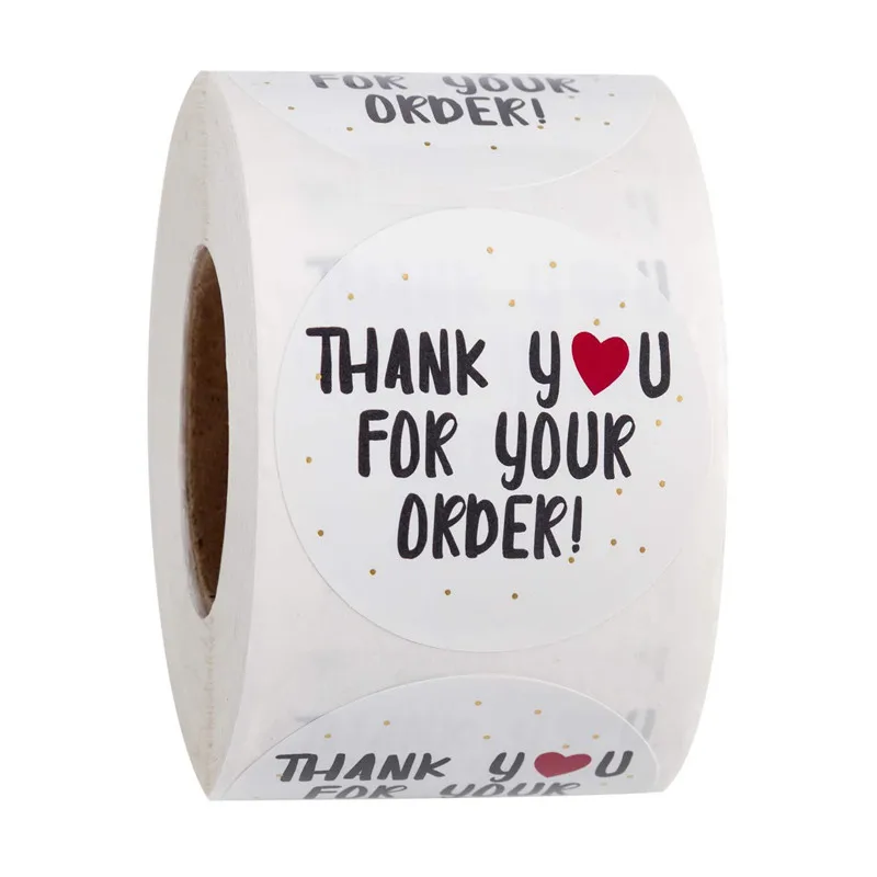 500pcs/Roll Wedding Gift Box Round Labels Kraft Paper Thank You Sticker  Flower Gift Cake Boxes