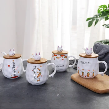 

New ceramic mug office home Spoon with lid coffee milk tea drinking cup student couple gift cup