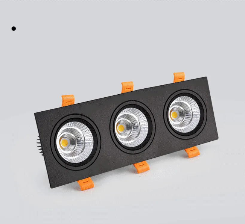 厂家直供三头方形射灯cob嵌入式led天花灯格栅灯斗豆胆灯可调角度---阿里巴巴-1688_02_27