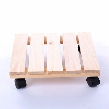 

Removable Wood Flower Pot Tray Plant Holder Base with Wheels Flowers Pot Mover Trolley Plate Stand Patio Balcony Garden Tool