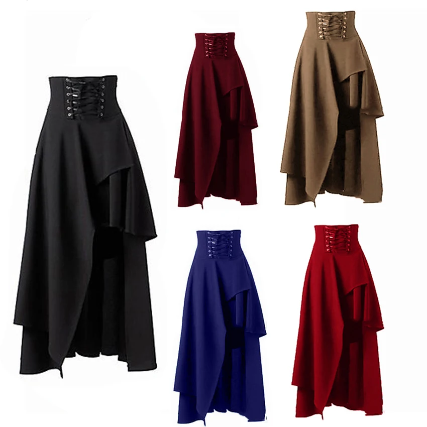 

Lolita Style Women Vintage Medieval Skirt Bandage Gothic Revival Party Masquerade Wearing Costumes Pirate Draped Skirt 5 Colors