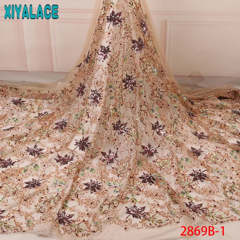 

African Sequin Lace Fabric 2019 High Quality Lace, Latest Net Lace Fabric Colorful Sequins for Wedding KS2870B-3