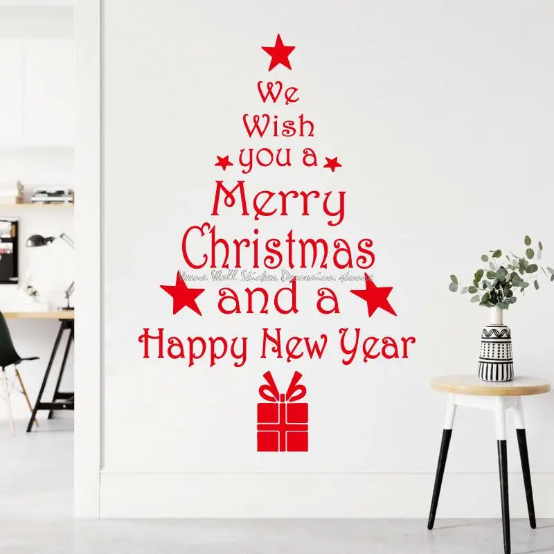 

Christmas Personality Slogan Dress Up Wall Sticker Christian New Year Christmas Tree Room Living Room Decoration Vinyl Decal SD5