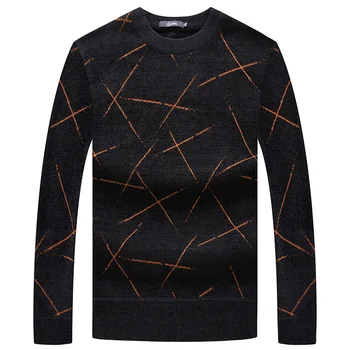 

Men Knitting Sweater Plus Velvet Thicken Winter Keep Warm Sweater Plus Fat plus Loose Keep Warm Backing Shirt Tide