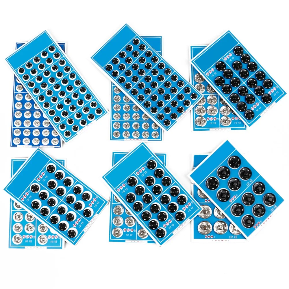 أزرار إطباقية أسود فضي مشابك معدنية اضغط على زر 8/12/16/18/20 مللي متر الحديد مسمار تصفيح زر مستدير الملابس الخياطة اكسسوارات